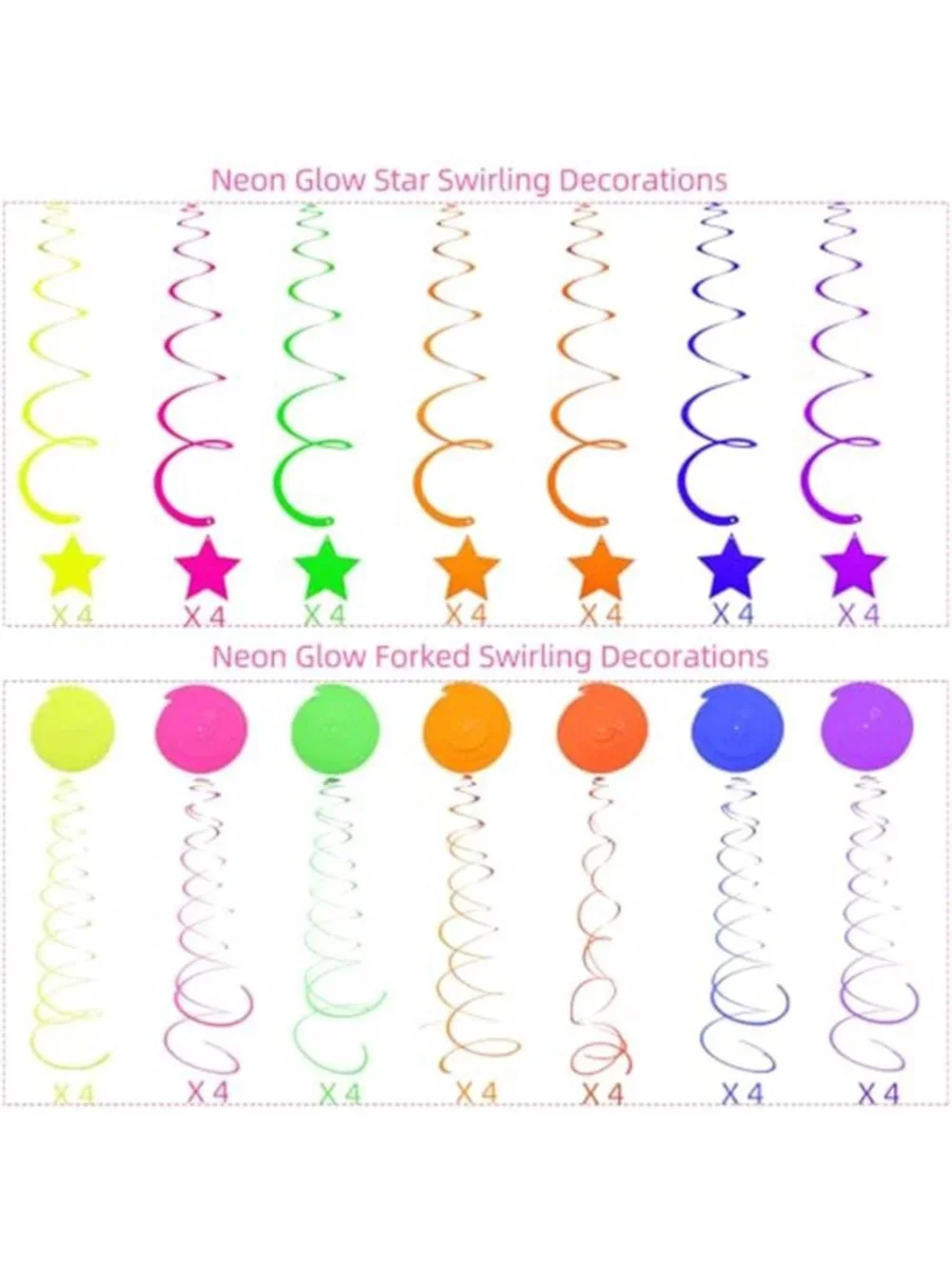 Neon Party Decorations UV Glow Hanging Swirls Streamers Blacklight Party